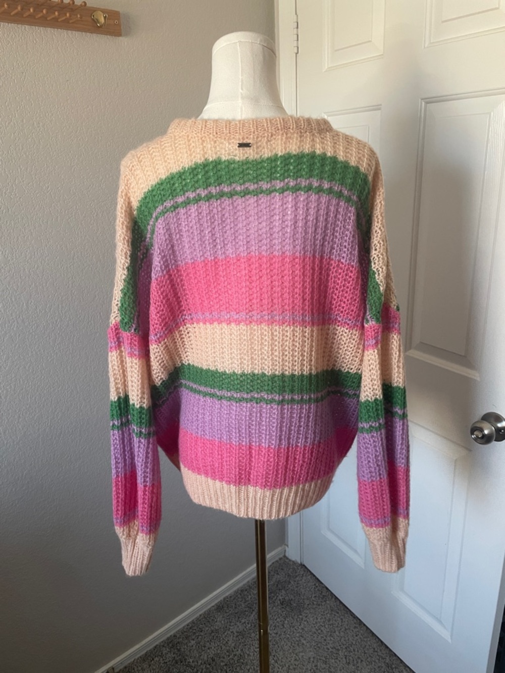 Striped Pastel Knit Sweater - Pink, Lavender, Green - Picture 5 of 5